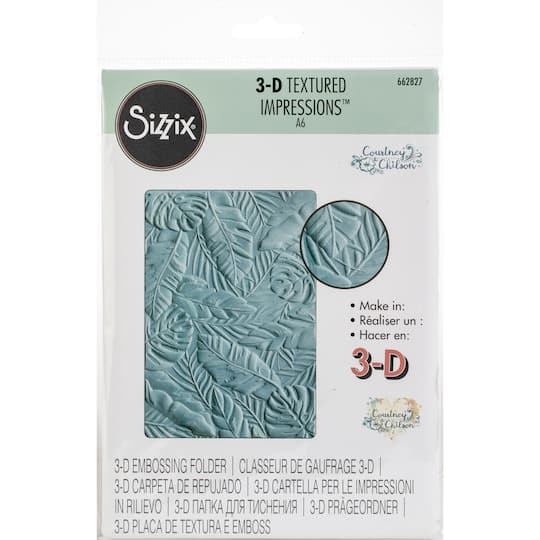 Sizzix&#xAE; 3D Textured Impressions&#x2122; Courtney Chilson Tropical Leaves Embossing Folder